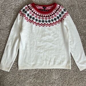 Talbots Red and White Fair Isle Sweater